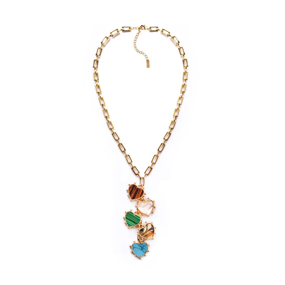 Adriana Pappas Gemstone Hearts Necklace